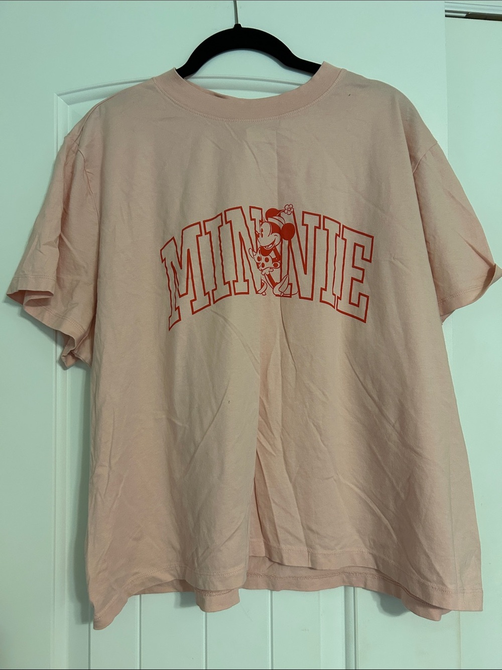 Disney Pink Short Sleeve Minnie Graphic Tee with Orange Print
